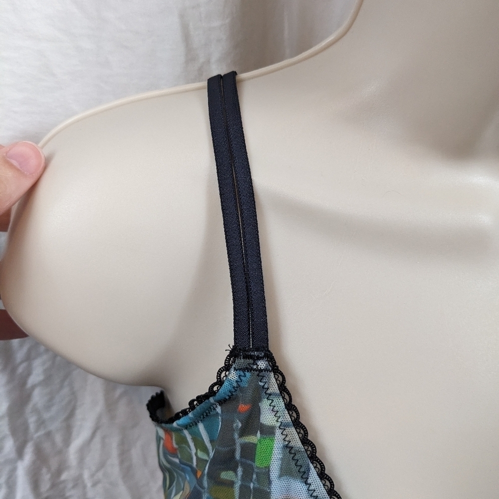 Parade Mesh Colorful Print Bralette Sz 2/2XL - Picture 5 of 8